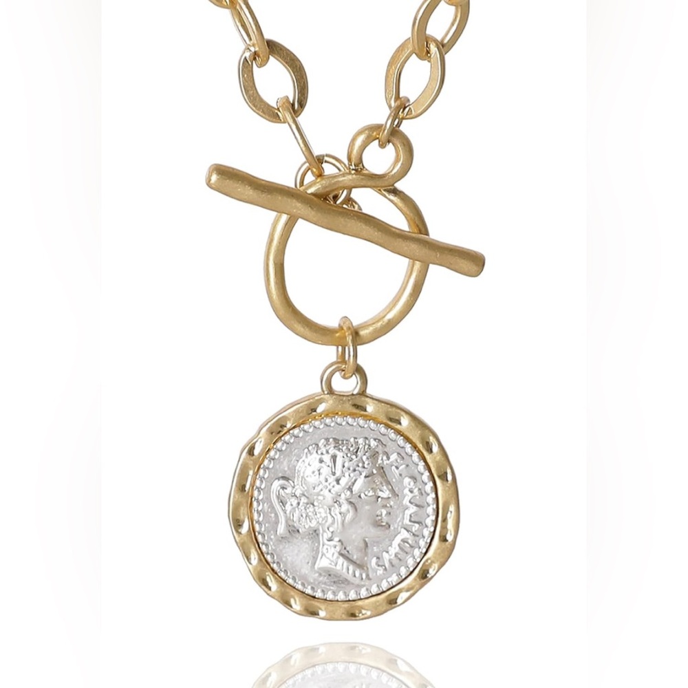 Gold and Silver Coin Pendant Necklace